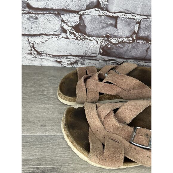 Birkenstock Lugano Pink Clay Suede Leather Slides Sandals Women Sz 39EU/8.5M US - Picture 16 of 16